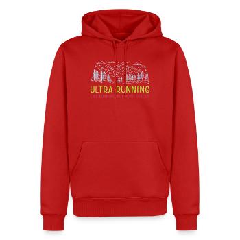 Ultra Running - Comme la course à pied, mais avec des collations - Sweat à capuche Premium bio Homme - rouge - Devant - Nico (187cm)