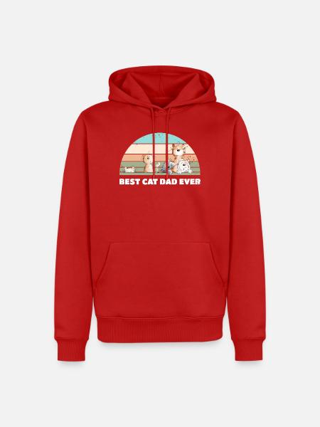 Best Cat Dad Katzen Papa Vintage Katzenliebhaber - Männer Premium Bio Hoodie - Rot
