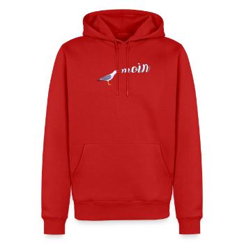 Norddeutsch Möwe Moin Design - Männer Premium Bio Hoodie - Rot - Vorne - Nico (187cm)