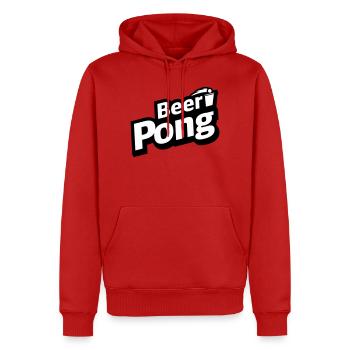 Beer Pong Logo mit Becher - Männer Premium Bio Hoodie - Rot - Vorne - Nico (187cm)