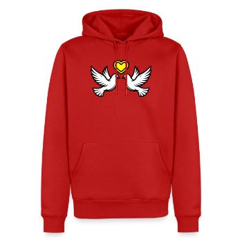Wedding Dove Couple Couple Heart - Men’s Premium Organic Hoodie - red - Front - Nico (187cm)