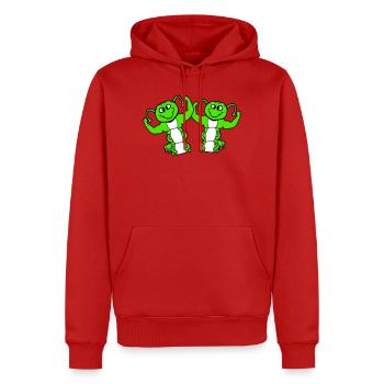 2 chenilles bodybuilder team muscle building amis mignons - Sweat à capuche Premium bio Homme - rouge - Devant - Nico (187cm)