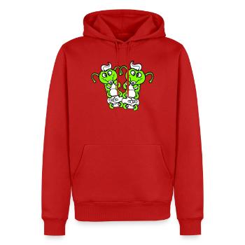 2 chenilles bébé hochet couche tétine enfant né - Sweat à capuche Premium bio Homme - rouge - Devant - Nico (187cm)