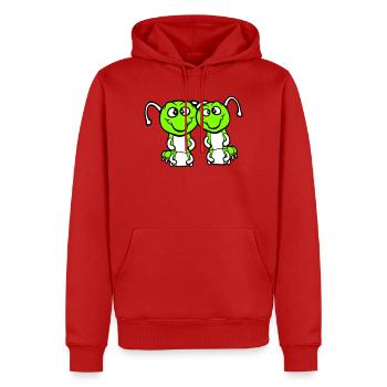 2 chenilles mignonnes deux amis cher couple amoureux - Sweat à capuche Premium bio Homme - rouge - Devant - Nico (187cm)