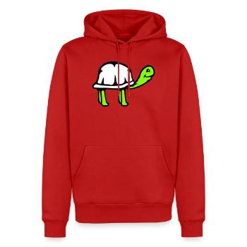 Tortue long cou souriant heureux drôle - Sweat à capuche Premium bio Homme - rouge - Devant - Nico (187cm)