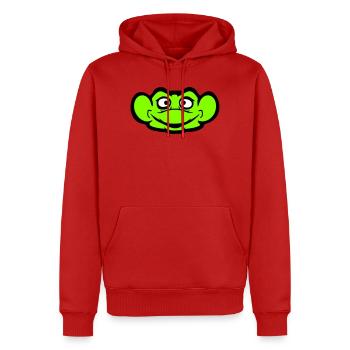 Frosch Kröte lächelt lustig Comic glücklich Cool - Männer Premium Bio Hoodie - Rot - Vorne - Nico (187cm)