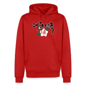 대한민국 – Korea Design mit Mugunghwa Blume - Männer Premium Bio Hoodie - Rot - Vorne - Nico (187cm)