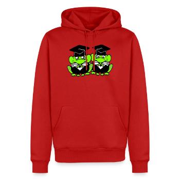 2 grenouilles diplômées du lycée - Sweat à capuche Premium bio Homme - rouge - Devant - Nico (187cm)