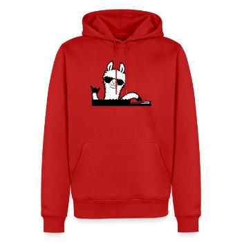 Lama DJ Cool Party Musik Auflegen Sonnenbrille süß - Männer Premium Bio Hoodie - Rot - Vorne - Nico (187cm)
