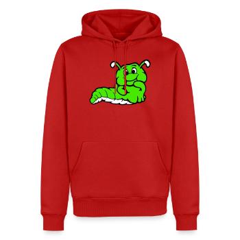 Raupe Wurm Schüchtern Freundlich Neugierig Guckend - Männer Premium Bio Hoodie - Rot - Vorne - Nico (187cm)