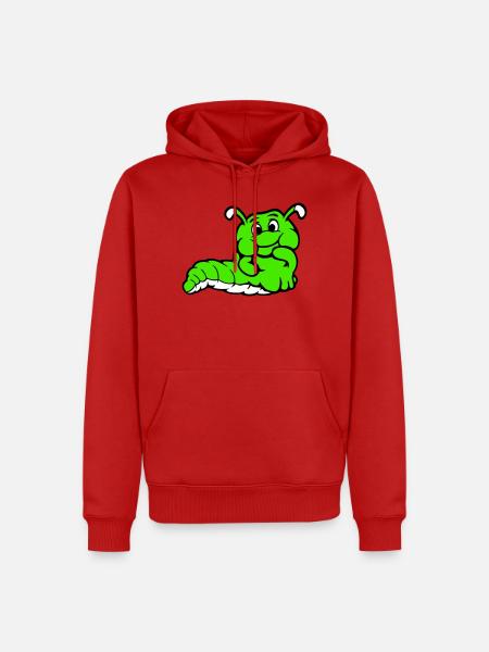 Chenille Ver Timide Amicale Curieux - Sweat à capuche Premium bio Homme - rouge