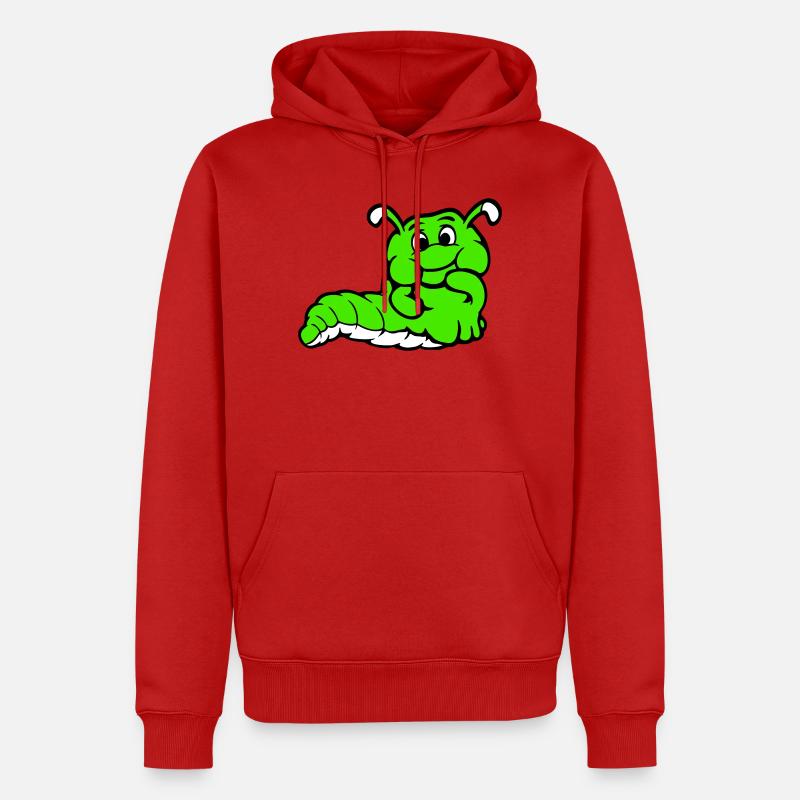 Chenille Ver Timide Amicale Curieux - Sweat à capuche Premium bio Homme - rouge