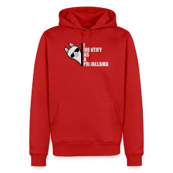 Je m’identifie comme un probllama Cool Lama Problem Spruch - Sweat à capuche Premium bio Homme - rouge - Devant - Nico (187cm)