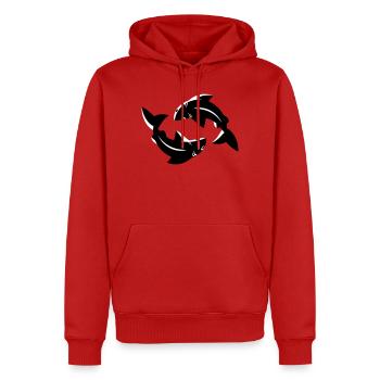Fische Kreis Flow Emblem - Männer Premium Bio Hoodie - Rot - Vorne - Nico (187cm)