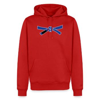 Ceinture bleue - Ceinture bleue - Sweat à capuche Premium bio Homme - rouge - Devant - Nico (187cm)
