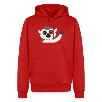 Winkender Lemur Freund - Männer Premium Bio Hoodie - Rot - Vorne - Nico (187cm)