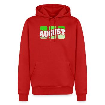 Name August - Männer Premium Bio Hoodie - Rot - Vorne - Nico (187cm)