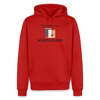 Vertrau mir, ich bin Webdesigner - Männer Premium Bio Hoodie - Rot - Vorne - Nico (187cm)