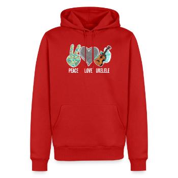 Hawaiian Ukulele Uke Peace Love - Men’s Premium Organic Hoodie - red - Front - Nico (187cm)