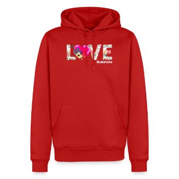Ukulélé hawaïen Ukulélé Love - Sweat à capuche Premium bio Homme - rouge - Devant - Nico (187cm)