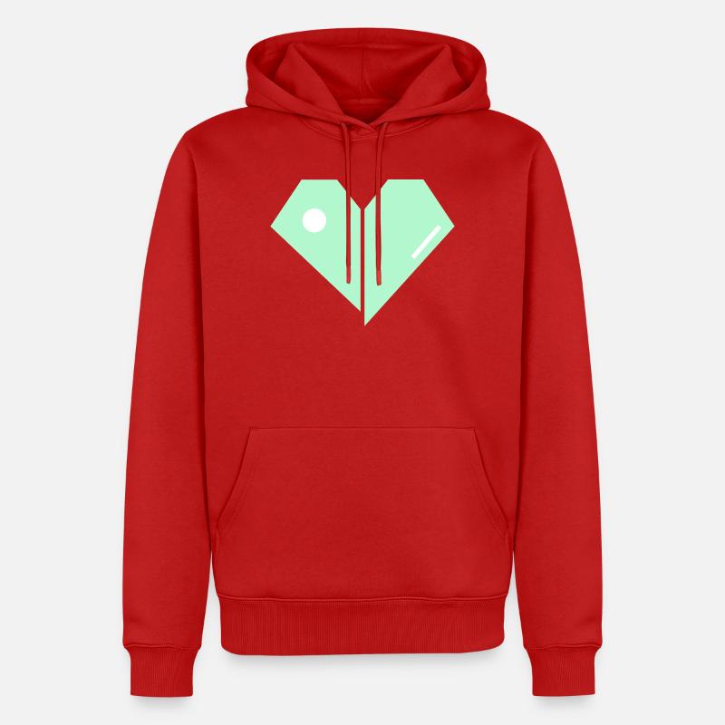 Mint Herz Split Minimalist - Männer Premium Bio Hoodie - Rot