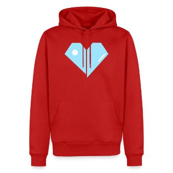 Geometrisches Blaues Herz - Männer Premium Bio Hoodie - Rot - Vorne - Nico (187cm)