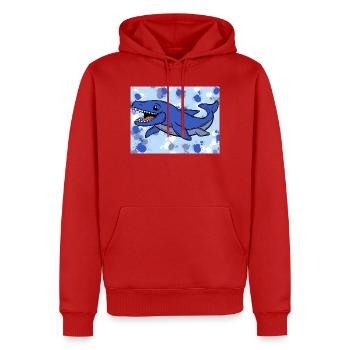 Mosasaurus Dino - Männer Premium Bio Hoodie - Rot - Vorne - Nico (187cm)