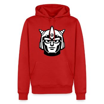 Doomforge Roboter Gesichtshelm - Männer Premium Bio Hoodie - Rot - Vorne - Nico (187cm)