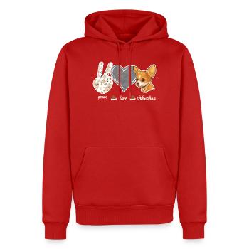 Chihuahua Chihuahueño Paix Amour - Sweat à capuche Premium bio Homme - rouge - Devant - Nico (187cm)
