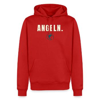 ANGELN. Minimalist Fishing Design Success Edition - Männer Premium Bio Hoodie - Rot - Vorne - Nico (187cm)