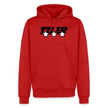 Carreleur *** pro carrelage pose précision métier  - Sweat à capuche Premium bio Homme - rouge - Devant - Nico (187cm)