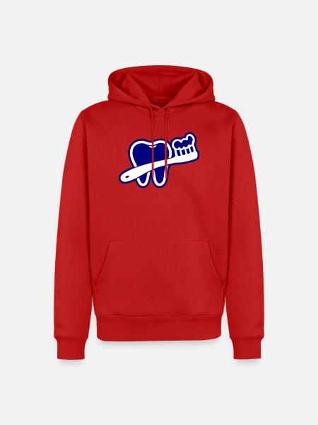 Zahn mit Zahnbürste Symbol Blau - Männer Premium Bio Hoodie - Rot