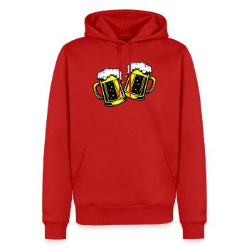 Bierglas Bier Anstossen - Männer Premium Bio Hoodie - Rot - Vorne - Nico (187cm)