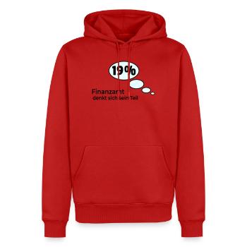 denkt sich sein Teil - Männer Premium Bio Hoodie - Rot - Vorne - Nico (187cm)