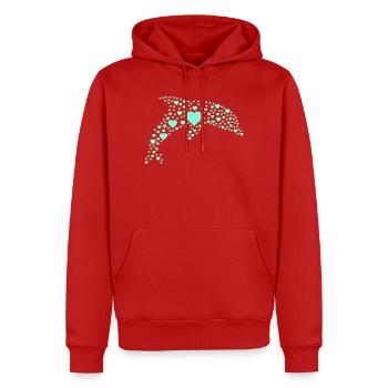 Dolphin Heart Pattern - Men’s Premium Organic Hoodie - red - Front - Nico (187cm)