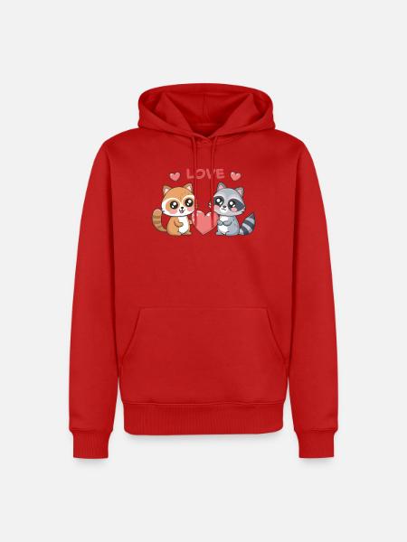 Liebe Kawaii Rotpanda und Waschbär - Männer Premium Bio Hoodie - Rot