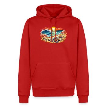 Sonnenuntergang am Strand Illustration - Männer Premium Bio Hoodie - Rot - Vorne - Nico (187cm)