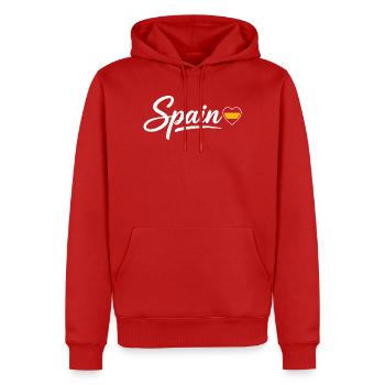 Écriture espagnole avec drapeau de cœur patriotique - Sweat à capuche Premium bio Homme - rouge - Devant - Nico (187cm)