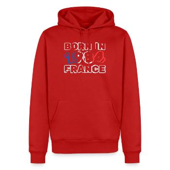 1984 - Sweat à capuche Premium bio Homme - rouge - Devant - Nico (187cm)