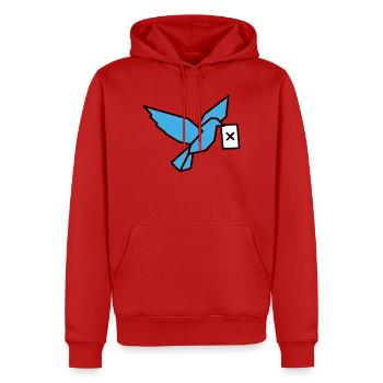 Carrier Pigeon Ballot Bird Multicolored - Men’s Premium Organic Hoodie - red - Front - Nico (187cm)
