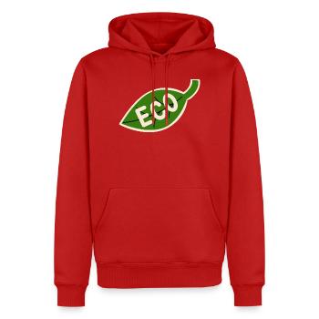 Emblème Feuille Écologique - Nature Minimaliste - Sweat à capuche Premium bio Homme - rouge - Devant - Nico (187cm)