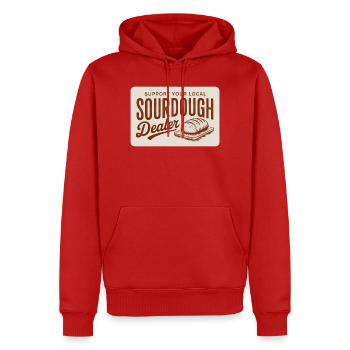 Sauerteighändler-Vintage-Abzeichen - Männer Premium Bio Hoodie - Rot - Vorne - Nico (187cm)