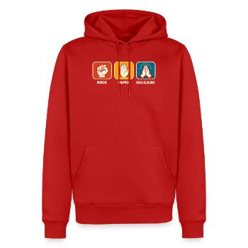 Stein Papier Halleluja Christlicher Gläubiger Jesu - Männer Premium Bio Hoodie - Rot - Vorne - Nico (187cm)