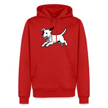 Verspielter Hund-Cartoon - Männer Premium Bio Hoodie - Rot - Vorne - Nico (187cm)