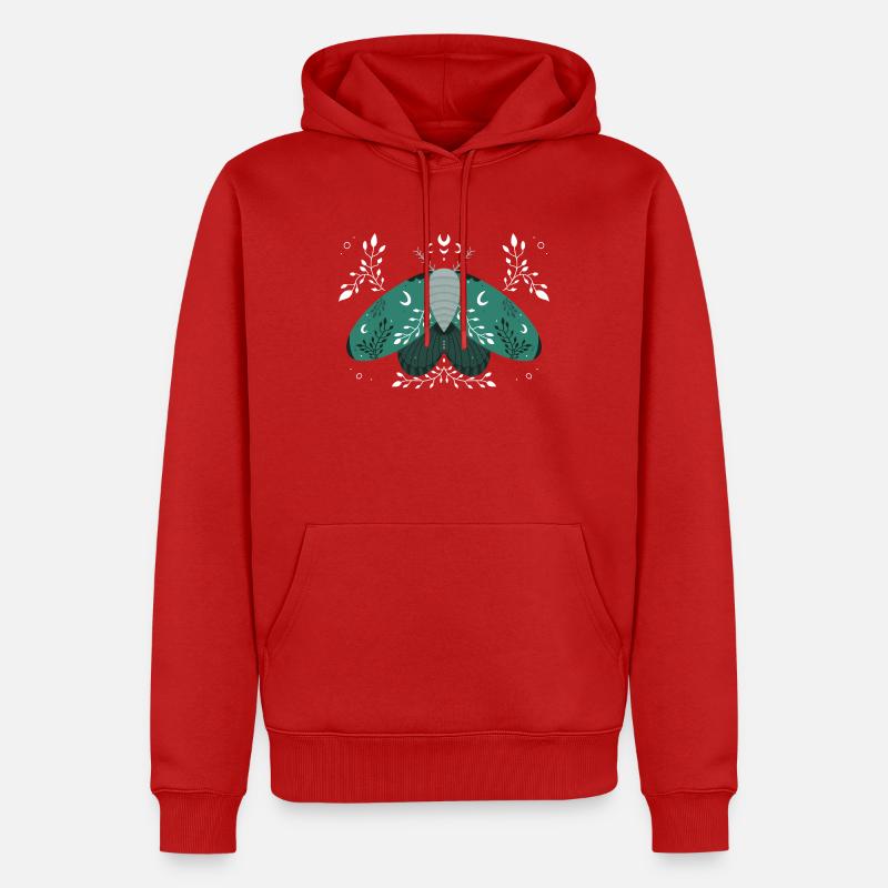 Papillon de nuit vert avec feuillage - Sweat à capuche Premium bio Homme - rouge