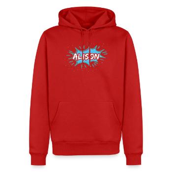 Geschenk für Alison - Männer Premium Bio Hoodie - Rot - Vorne - Nico (187cm)