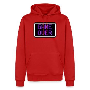 Game Over Schild Retro Gamer - Männer Premium Bio Hoodie - Rot - Vorne - Nico (187cm)