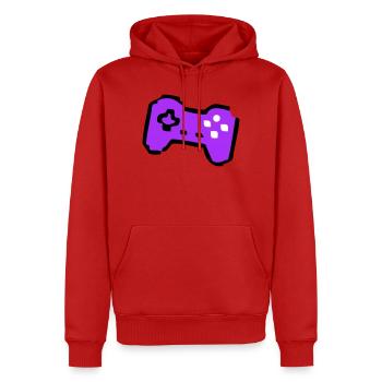 Joueur de manette rétro bizarre - Sweat à capuche Premium bio Homme - rouge - Devant - Nico (187cm)