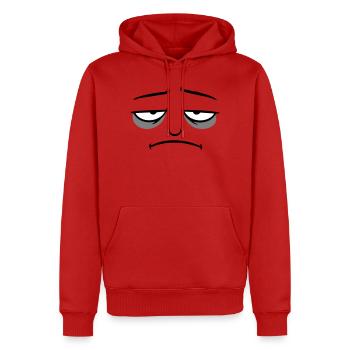 Mürrisches Trauriges Enttäuschtes Gesicht Lustig - Sweat à capuche Premium bio Homme - rouge - Devant - Nico (187cm)