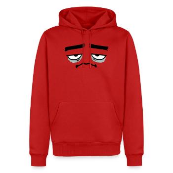 Mürrisches Trauriges Enttäuschtes Gesicht Lustig - Sweat à capuche Premium bio Homme - rouge - Devant - Nico (187cm)